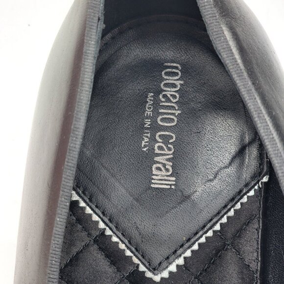 ROBERTO CAVALLI Men's Black Leather Studded Loafers - Picture 11 of 13